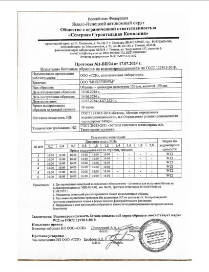 Протокол Б25 водонепроницаемость